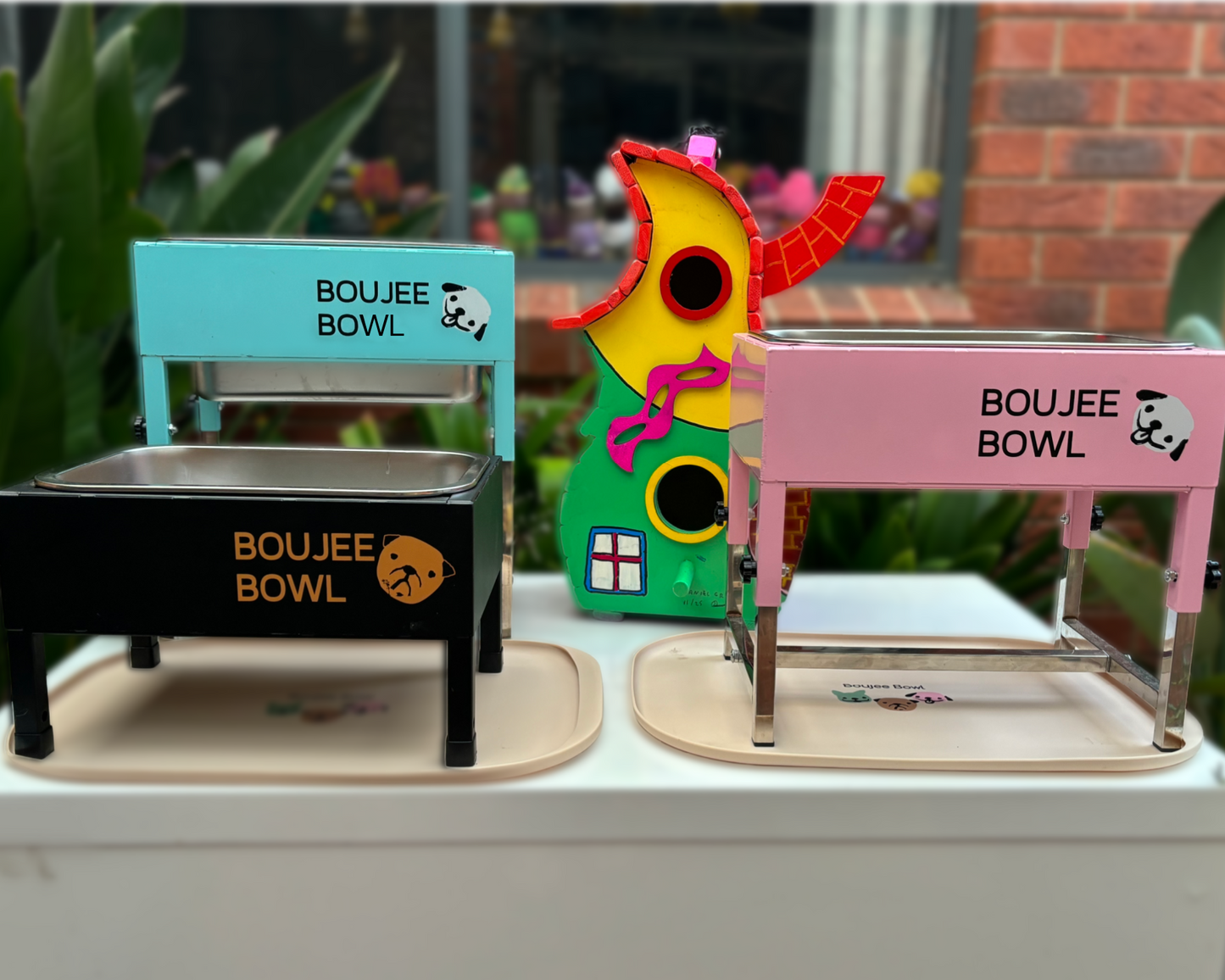 BOUJEE BOWL for big dogs Two Big Bases - Choice of bowl insert size - Two Boujee Mats
