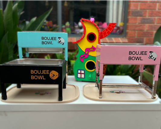 BOUJEE BOWL for big dogs Two Big Bases - Choice of bowl insert size - Two Boujee Mats